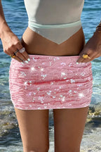 Light Pink Sequin Mini Skirt