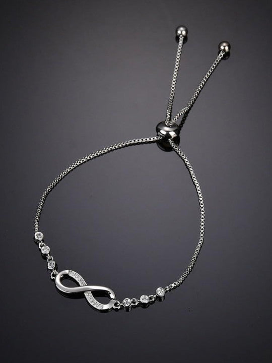 Silver-Plated Crystals Studded Wraparound Bracelet