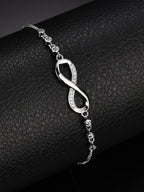 Silver-Plated Crystals Studded Wraparound Bracelet