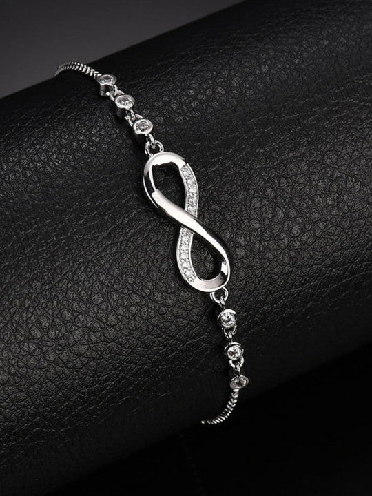 Silver-Plated Crystals Studded Wraparound Bracelet