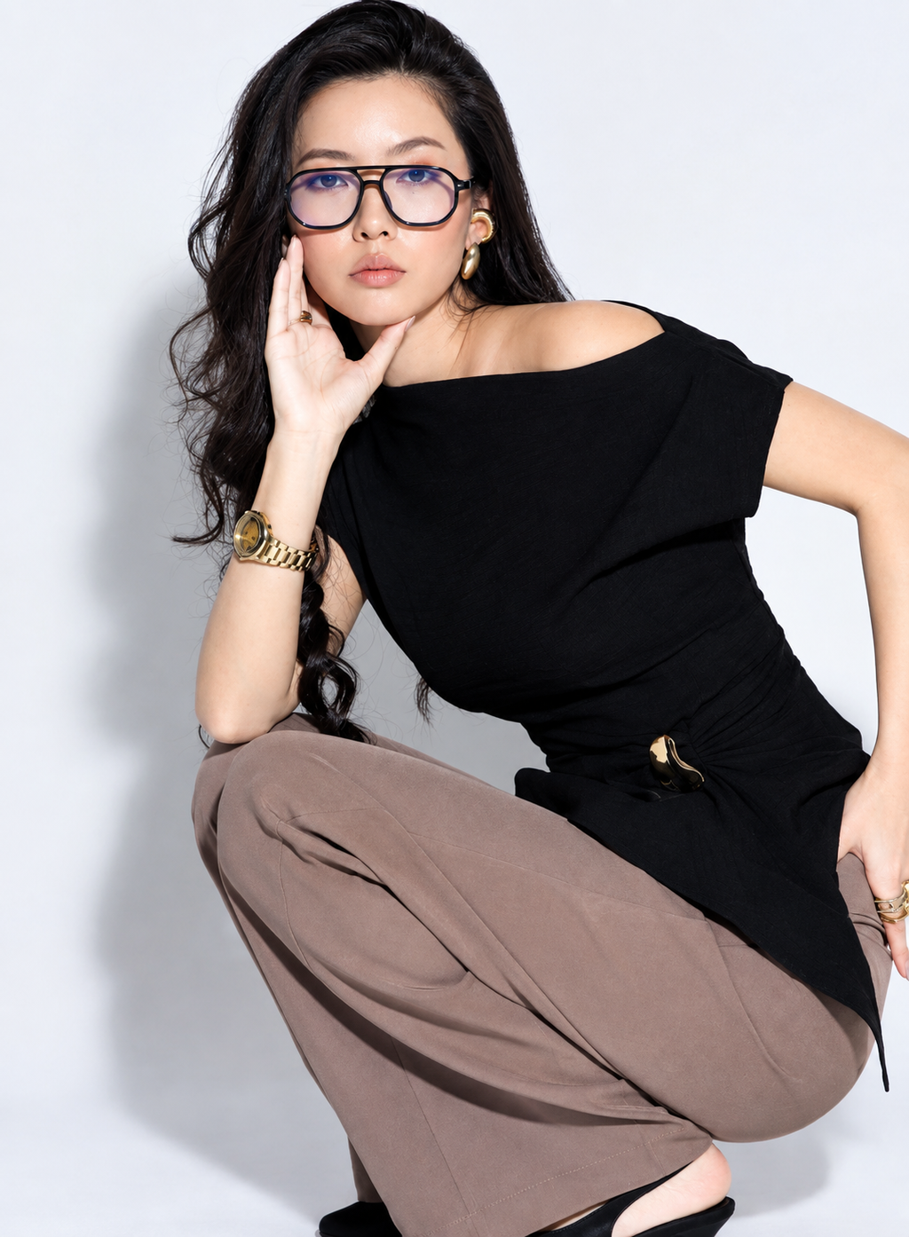 Off-Shoulder Crepe Top