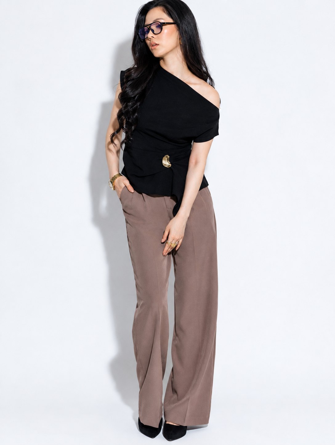 Off-Shoulder Crepe Top