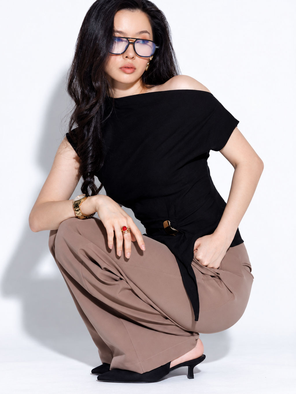 Off-Shoulder Crepe Top