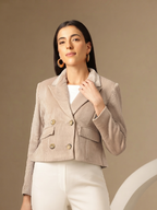 Corduroy Double Breasted Crop Casual Blazers