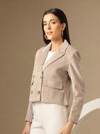 Corduroy Double Breasted Crop Casual Blazers
