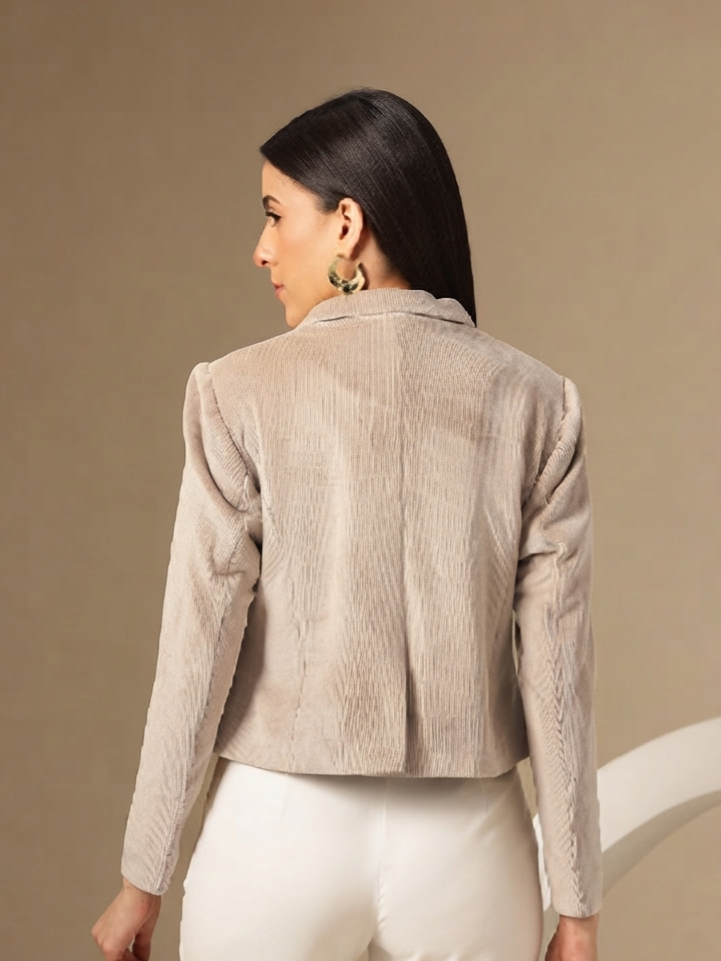 Corduroy Double Breasted Crop Casual Blazers