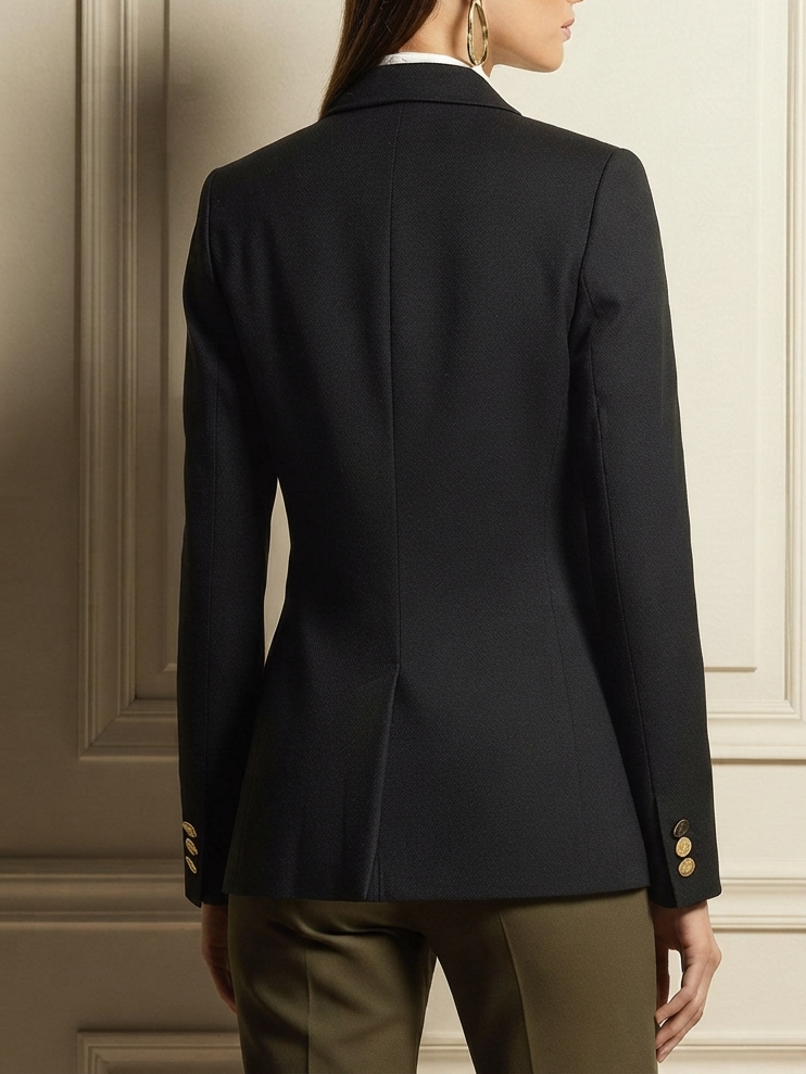 Notched-Lapel Collar Double-Breasted Blazer