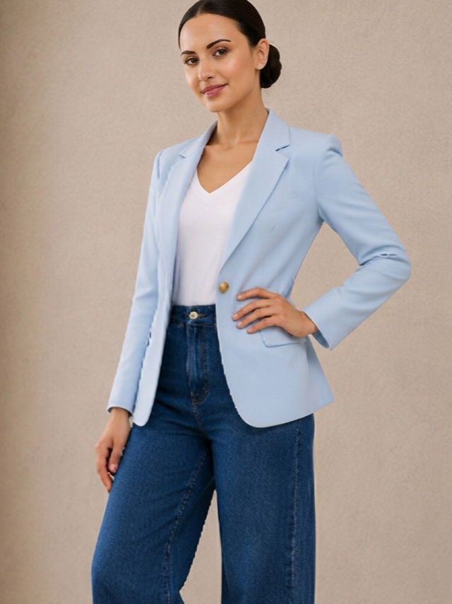 Notched Lapel Single-Breasted Casual Blazers