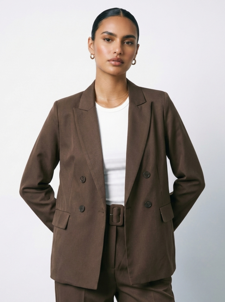 Relaxed-Fit Double Breasted Semiformal Blazer