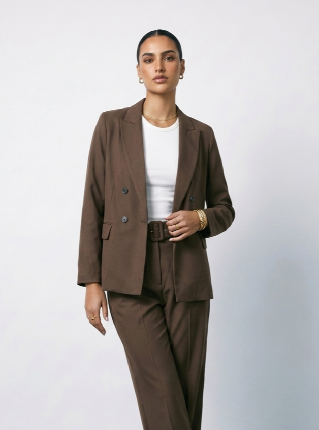 Relaxed-Fit Double Breasted Semiformal Blazer