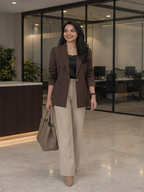 Women Notched Lapel Single-Breasted Blazers