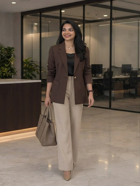 Women Notched Lapel Single-Breasted Blazers
