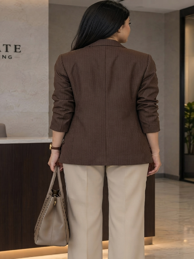 Women Notched Lapel Single-Breasted Blazers