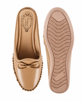 Women Beige Solid Round Toe Slip-On Casual Mules