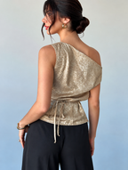 Metallic One Shoulder Top