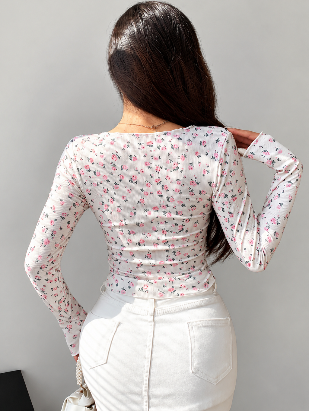 Floral Sweetheart Ruched Crop Top
