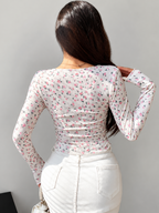 Floral Sweetheart Ruched Crop Top