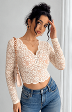 Women's V-Neck Fitted Crop Top