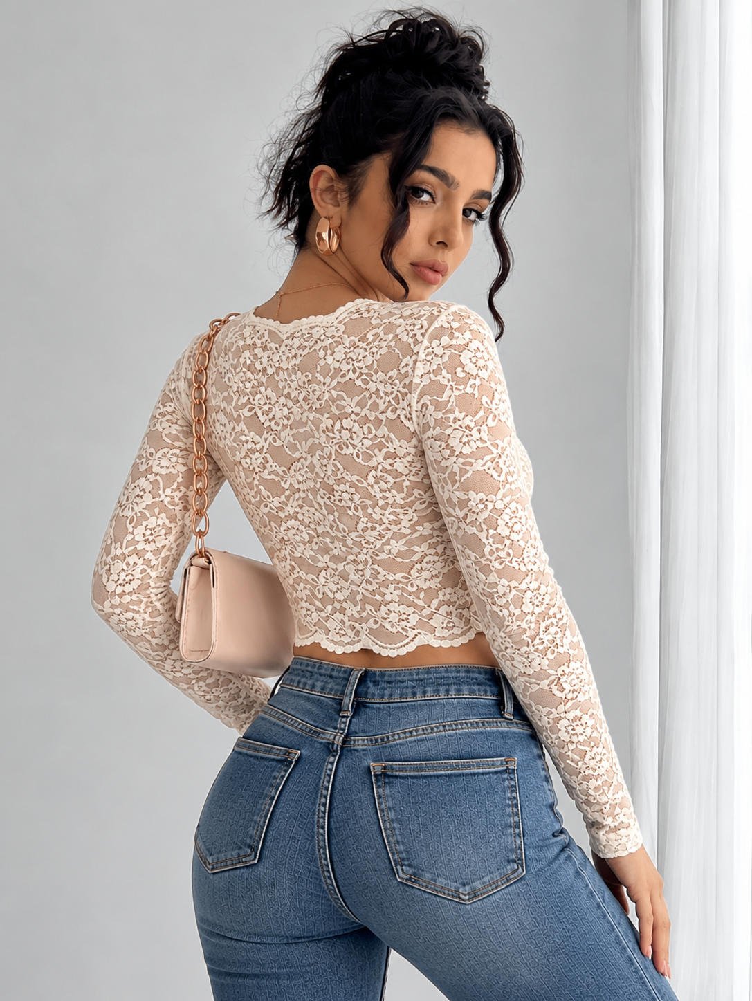 Women's V-Neck Fitted Crop Top