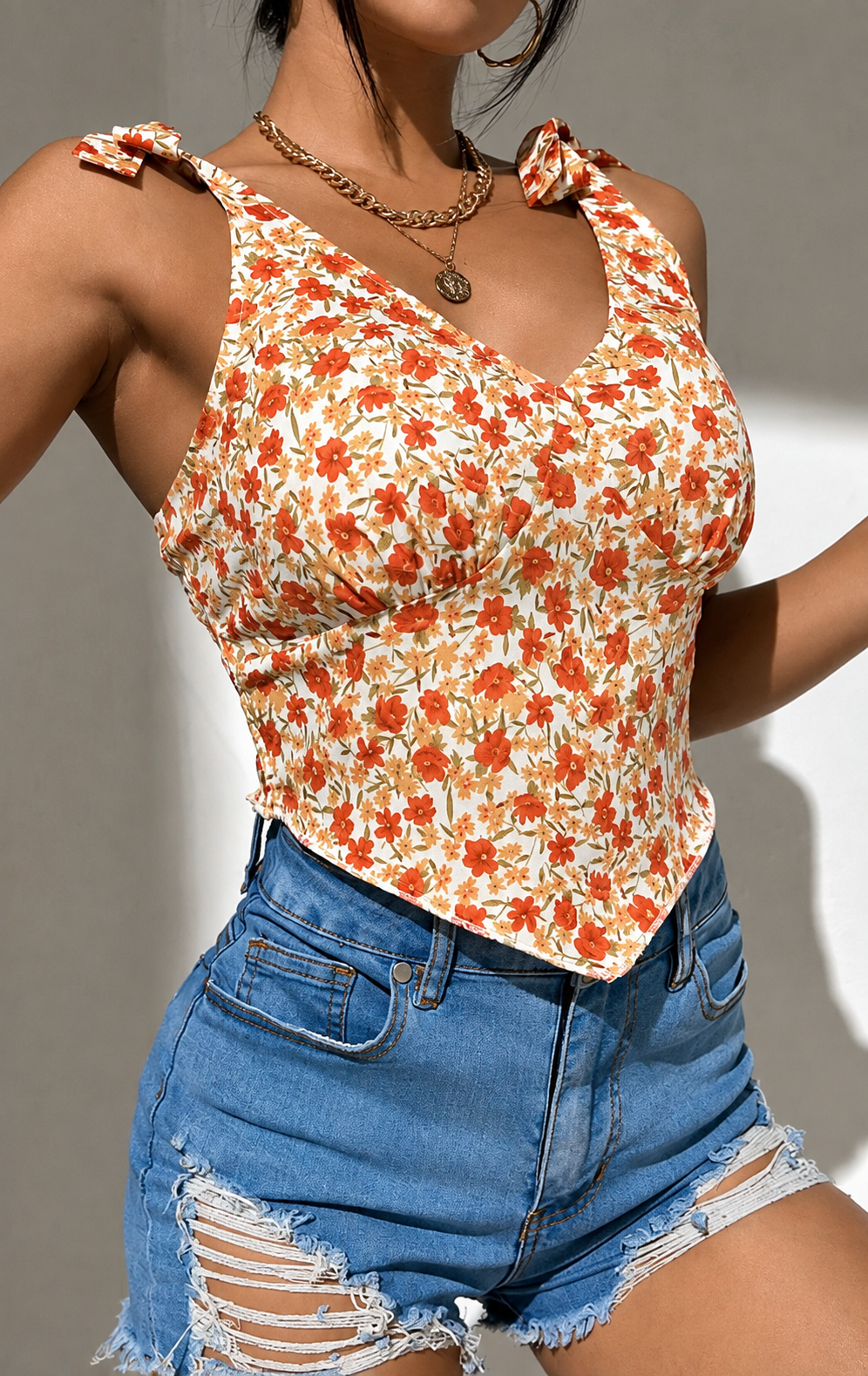 Floral Print V-Neck Top