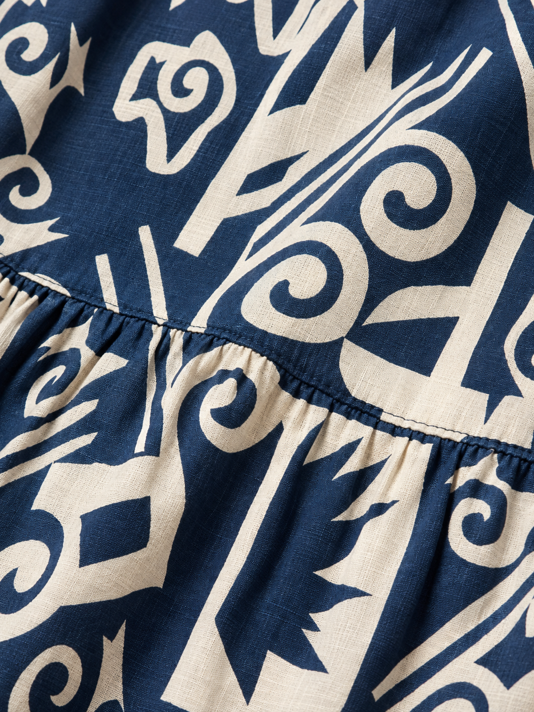Print Halter Neck Linen Fit & Flare Midi Dress