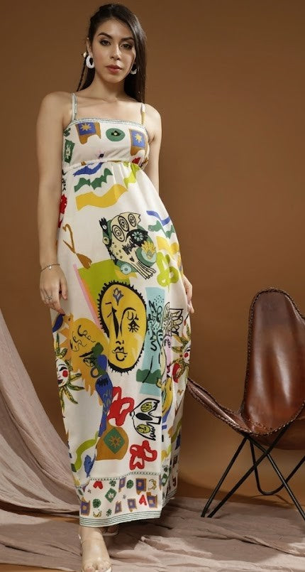Floral Print A-Line Maxi Dress