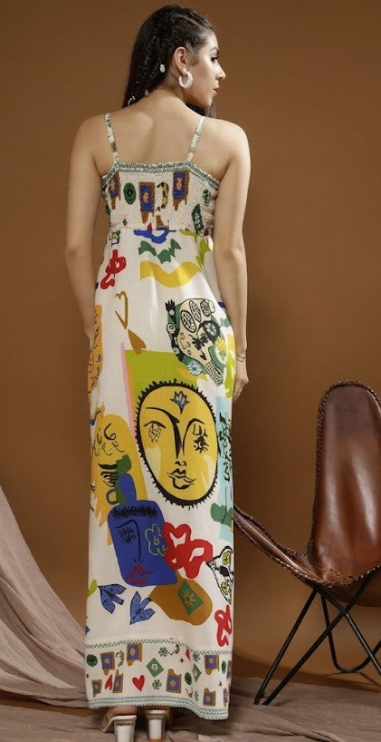 Floral Print A-Line Maxi Dress