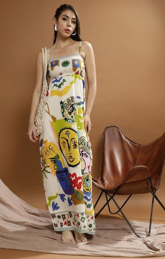 Floral Print A-Line Maxi Dress