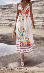 Floral Print A-Line Maxi Dress