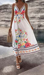 Floral Print A-Line Maxi Dress