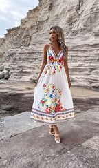 Floral Print A-Line Maxi Dress