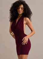 Women Cowl Neck Crepe Bodycon Mini Dress