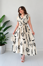 Womens Graphic White Dress with Belt