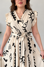 Womens Graphic White Dress with Belt
