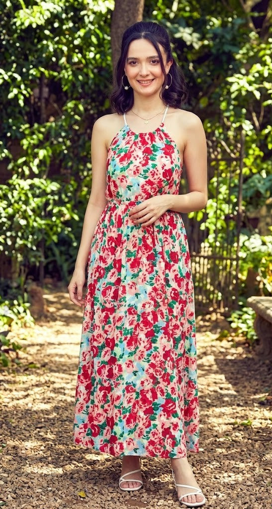 Floral Printed Tiered Maxi Fit & Flare Dress