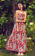 Floral Printed Tiered Maxi Fit & Flare Dress