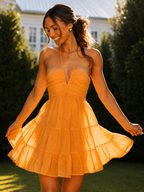 Yellow Shoulder Straps Fit & Flare Dress