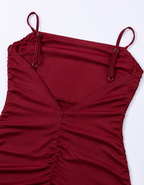 Red Shoulder Straps Mini Bodycon Dress