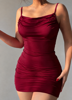 Red Shoulder Straps Mini Bodycon Dress