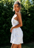 Women One Shoulder Tie-Ups Detail Cotton Fit and Flare Mini Dress