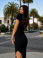 Shirt Collar Bodycon Maxi Dress