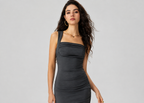 Women Square Neck Sleeveless Georgette Bodycon Dress