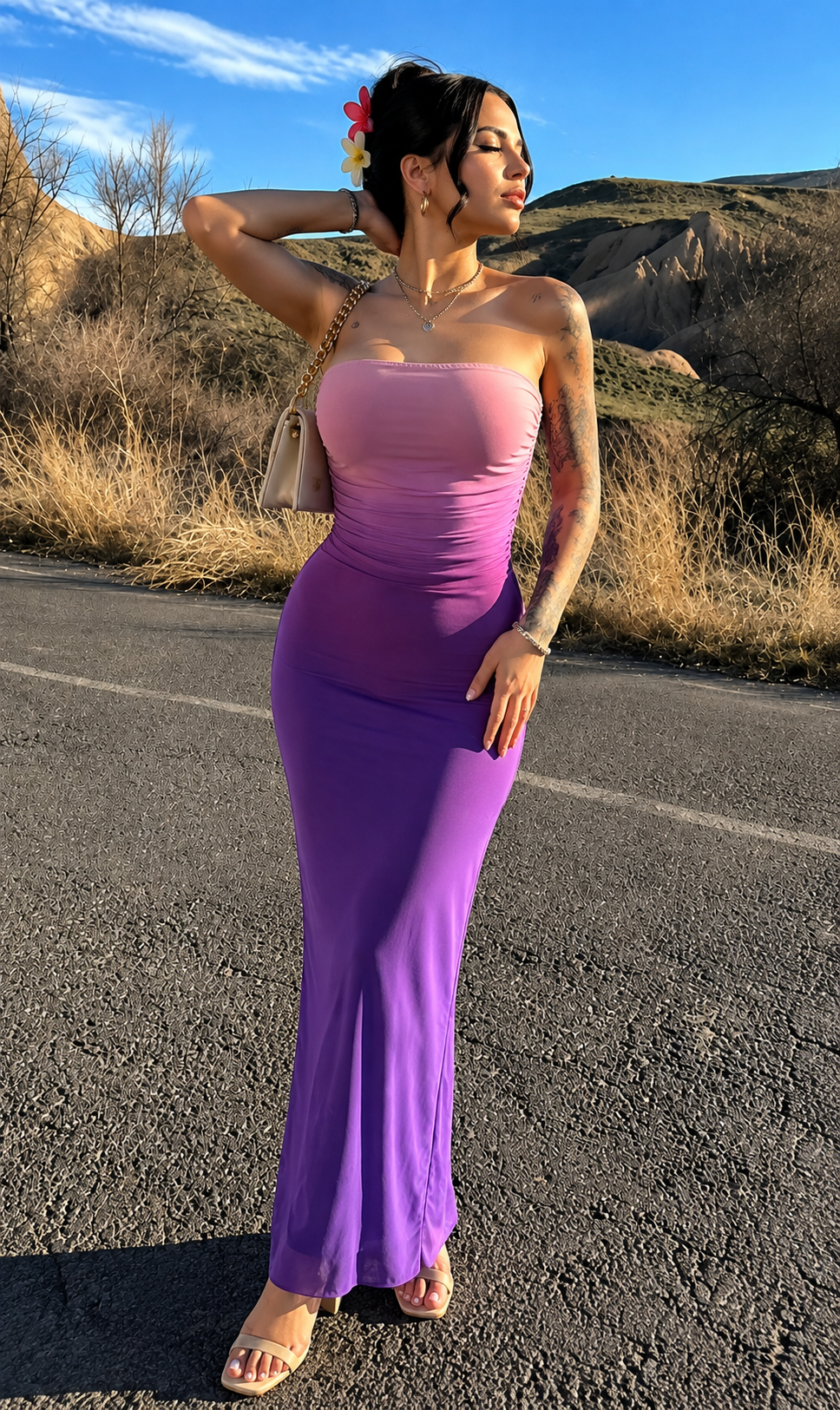 Off-Shoulder Sheath Maxi Dress