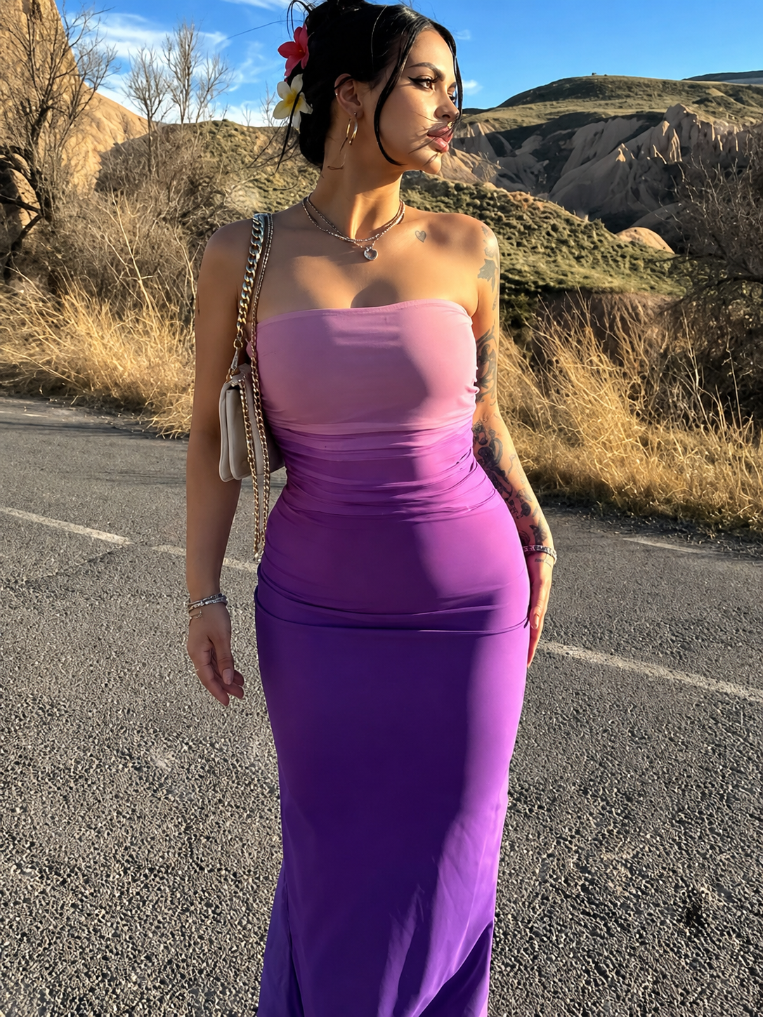 Off-Shoulder Sheath Maxi Dress