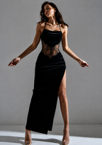 Black Solid Sleeveless Maxi Bodycon Dress