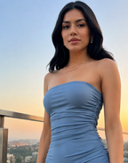 Bodycon Midi Ruffled side slit tube Dress