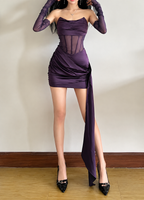 Strapless Satin Ruched Bandeau Mini Dress