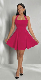 Women Halter Neck Fit & Flare Dress