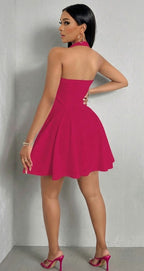 Women Halter Neck Fit & Flare Dress