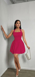 Women Halter Neck Fit & Flare Dress